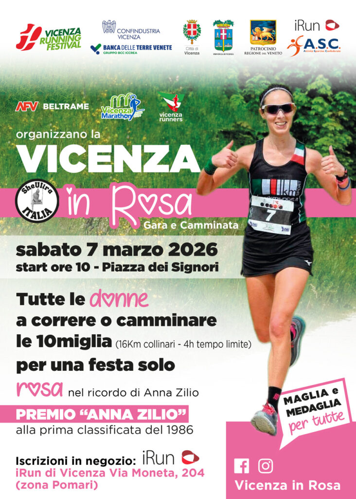 Vicenza in Rosa 2026: Gara e Camminata solo Donne tra le Colline Vicentine